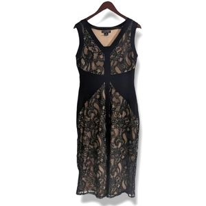 Candalite Petite | Long Black Lace Stretch Form Fitting Dress Women's Size PL